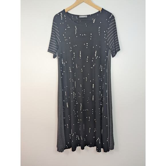 Alembika Spotted Striped Lagenlook Shift Midi Dress - Picture 2 of 8